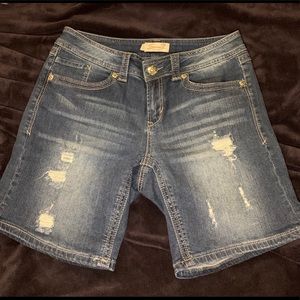 Seven distressed Jean shorts.